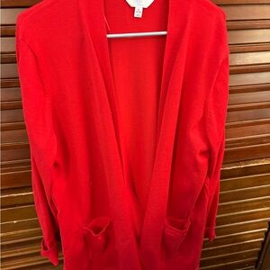 Women's Red Open Front Sweater